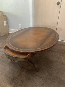1940’s Weiman Mohogony And Leather Coffee Table