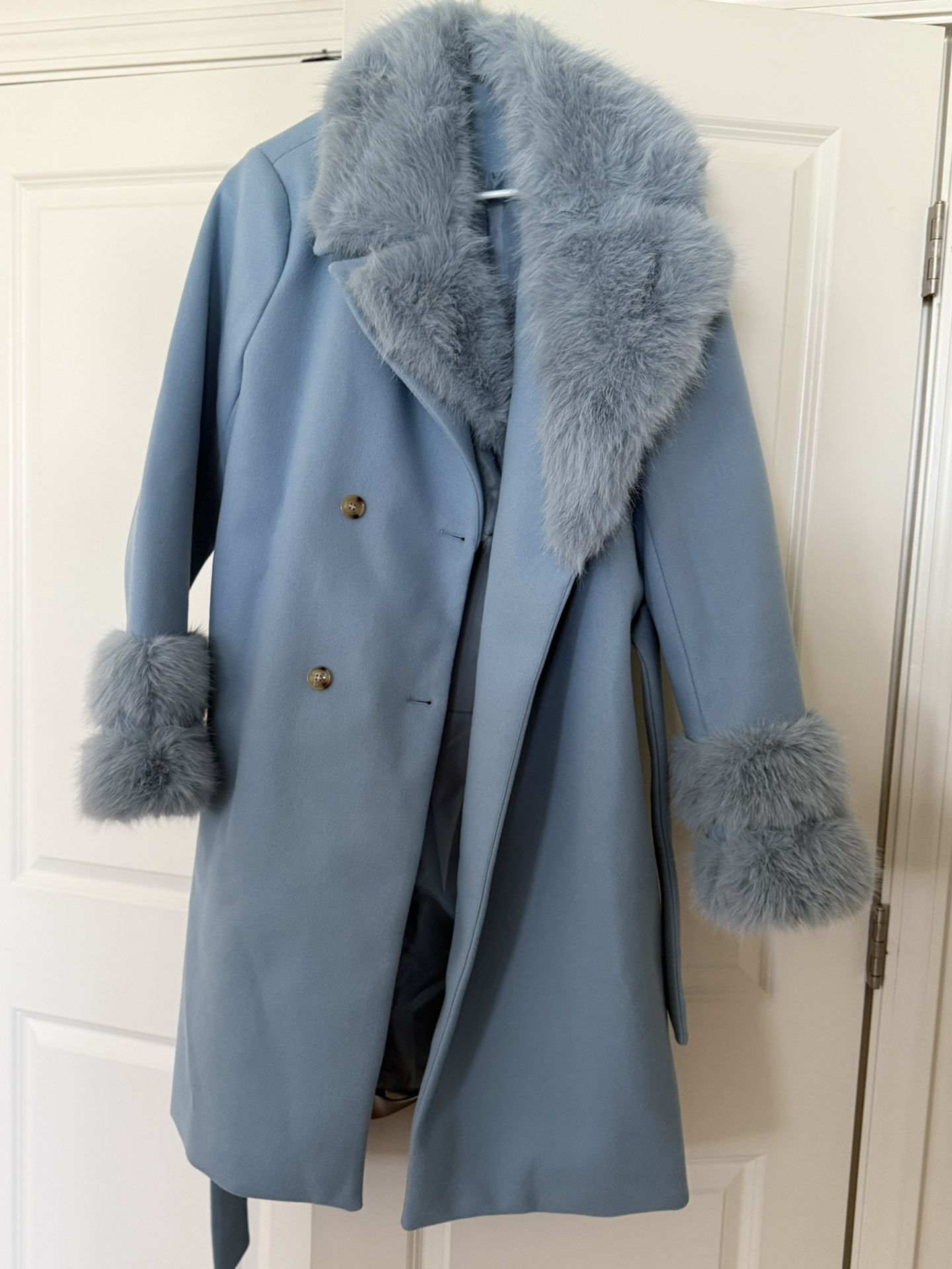 Brand New!!! Brand New Anewsta Women's Faux Fur Collar Thick Warm Belted Woolen Coat