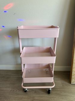 Simply Tidy Lexington 3-Tier Rolling Cart – Pink