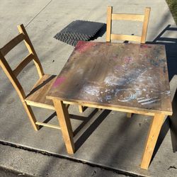 FREE wood art table with two chairs