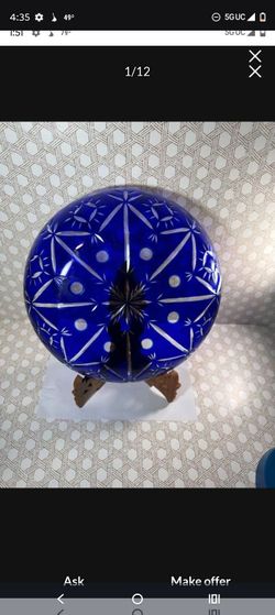 Cobalt Blue Cut Crystal Decorative Ball