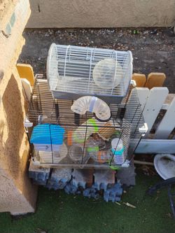 Hamster cage with accessories