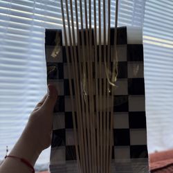 Checkered Black and White Racing Stick Flag