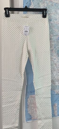 Girls White And Gold Polka Dot Leggings 16