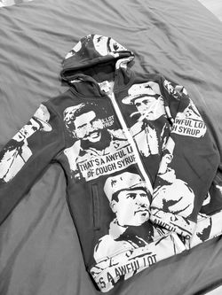 Graphic Zip-Up Hoodie "That's A Awful Lot of Cough Syrup" x assali