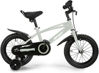 O568 $55 Kids Bike Bicycle 14 Inches Kid Bicycle for Boys Girls with Training Wheels Sturdy Frame Adjustable Seat Handbrake and Coaster Brake for Rid