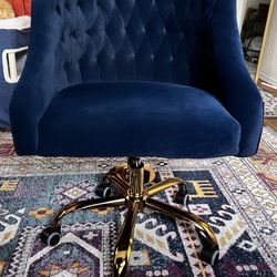 Navy Blue Velvet Microfiber Adjustable Height Task Chair