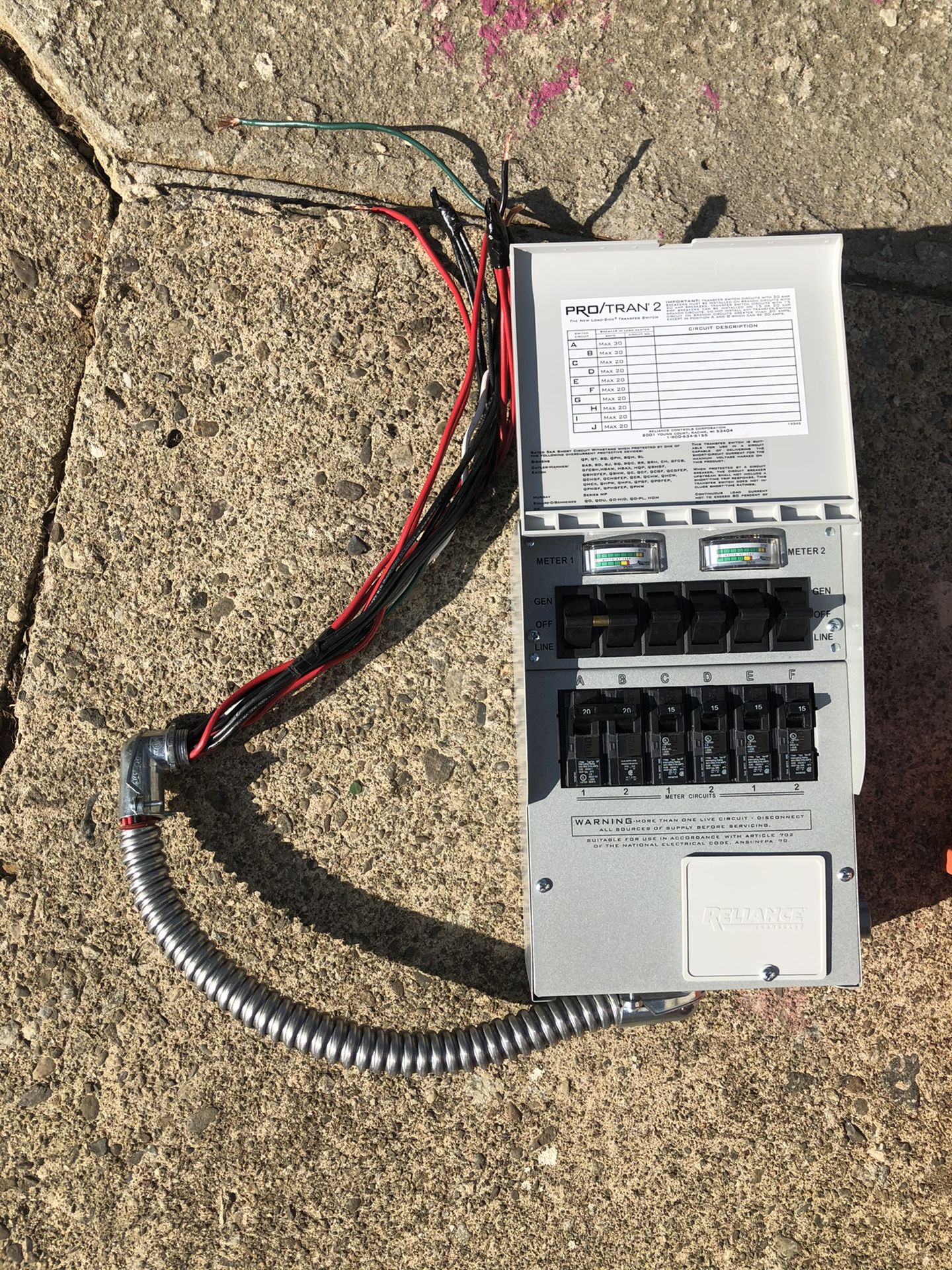 6 circuits Transfer switch and 10/3 cable for sale
