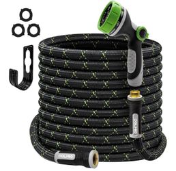 Garden Hose 100FT, Flexible Lightweight Non-Expandable Water Hose with 10 Function Nozzle,No-Kink, Leak-Proof, Burst-Resistant, High-Pressure for Yard