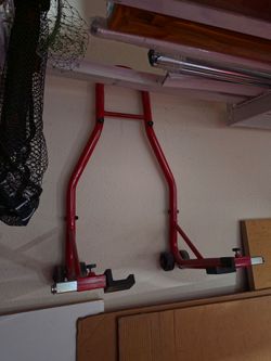 Motorcycle stand and lift. Red