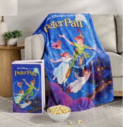 Disney Peter Pan Classic Collectible VHS Boxed Silk Touch Throw, 50”x70”