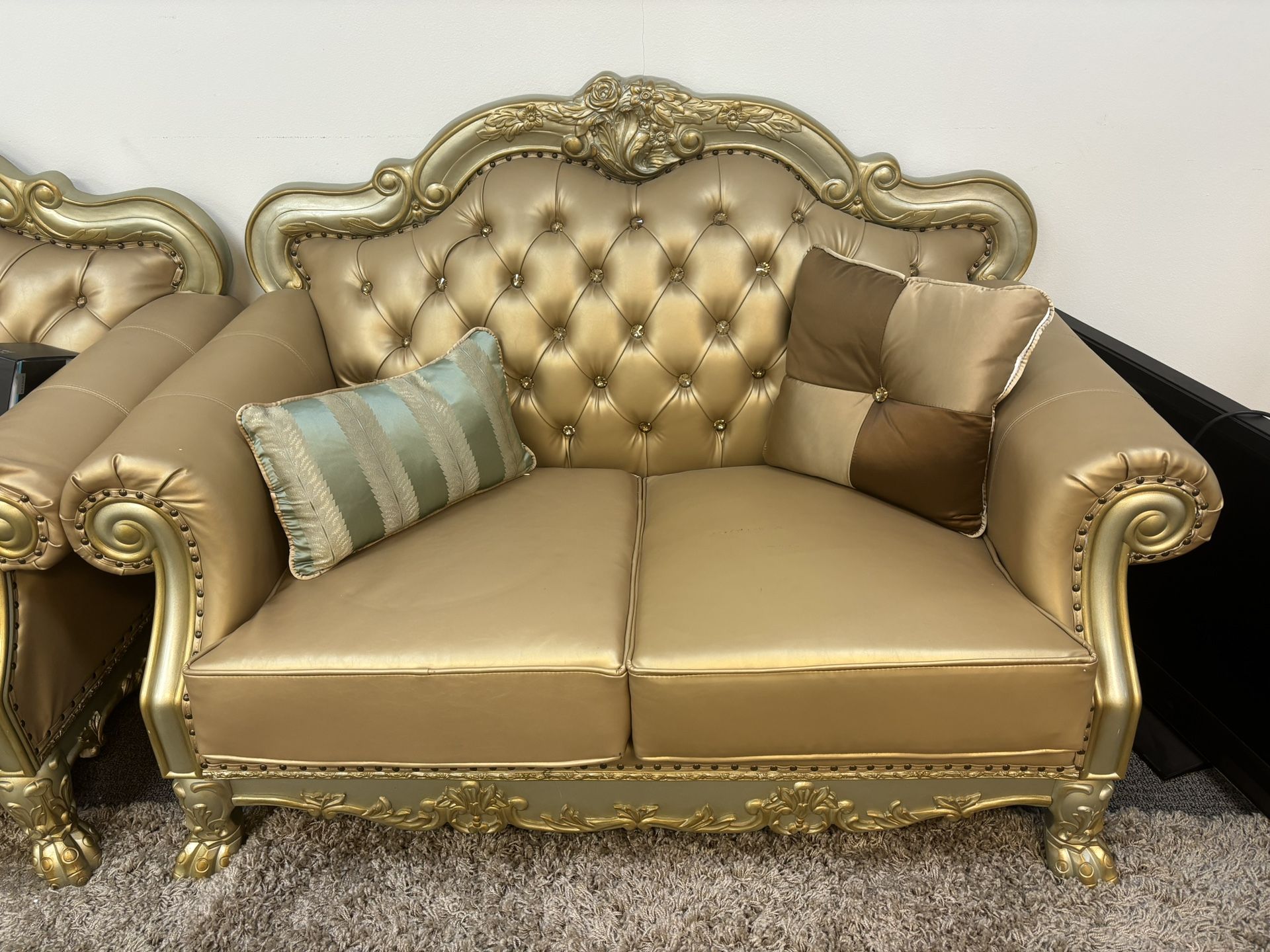 Gold Color Loveseat 