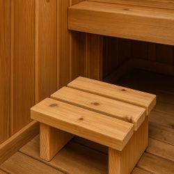 Multi-Purpose Wooden Sauna Stool – Bench, Step, and Bucket Stand