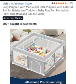 New 50x50 playpen with plastic ball and mat