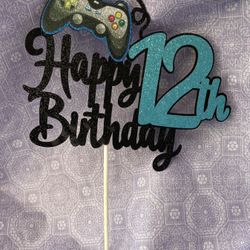 Cake Topper / Gamer Happy 12th Birthday Cake Topper