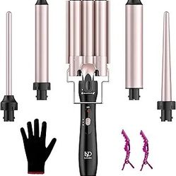 Like New Waver Curling Iron Wand, LAYADO 5 in 1 Curling Iron Set, Curling Wand with 3 Barrel Curling Iron and 4 Interchangeable Ceramic Hair Wand