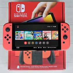 Nintendo Switch OLED Red With 200 Games + Movies