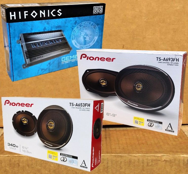 Hifonics Power Amplifier 4 Channel Speaker System Pioneer A-Series 6 1/2" & 6x9" 2-Way Coaxial Speakers 800 Watts Package 🚨 No Credit Needed 🚨 
