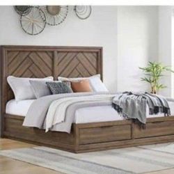 Beautiful Brown Wood Queen  Storage Bed (New In Box)