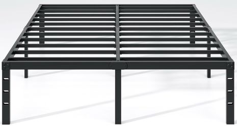 New king Black Metal Platform Bed Frame with Slats