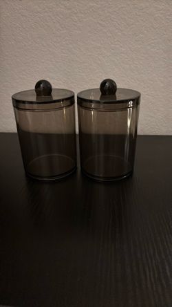 Unique Bargains Cotton Buds Holder Cosmetic Organizer Black 2 Pcs