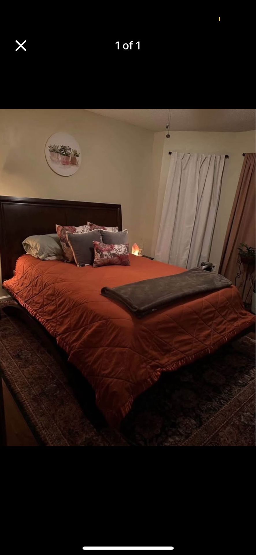 Queen Dice Cherry Wood Bed Frame