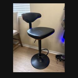 Barstool Chair Cushioned Leather Wooden Metal Adjustable Height 