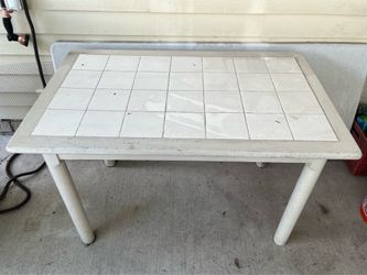 White wood + tile table