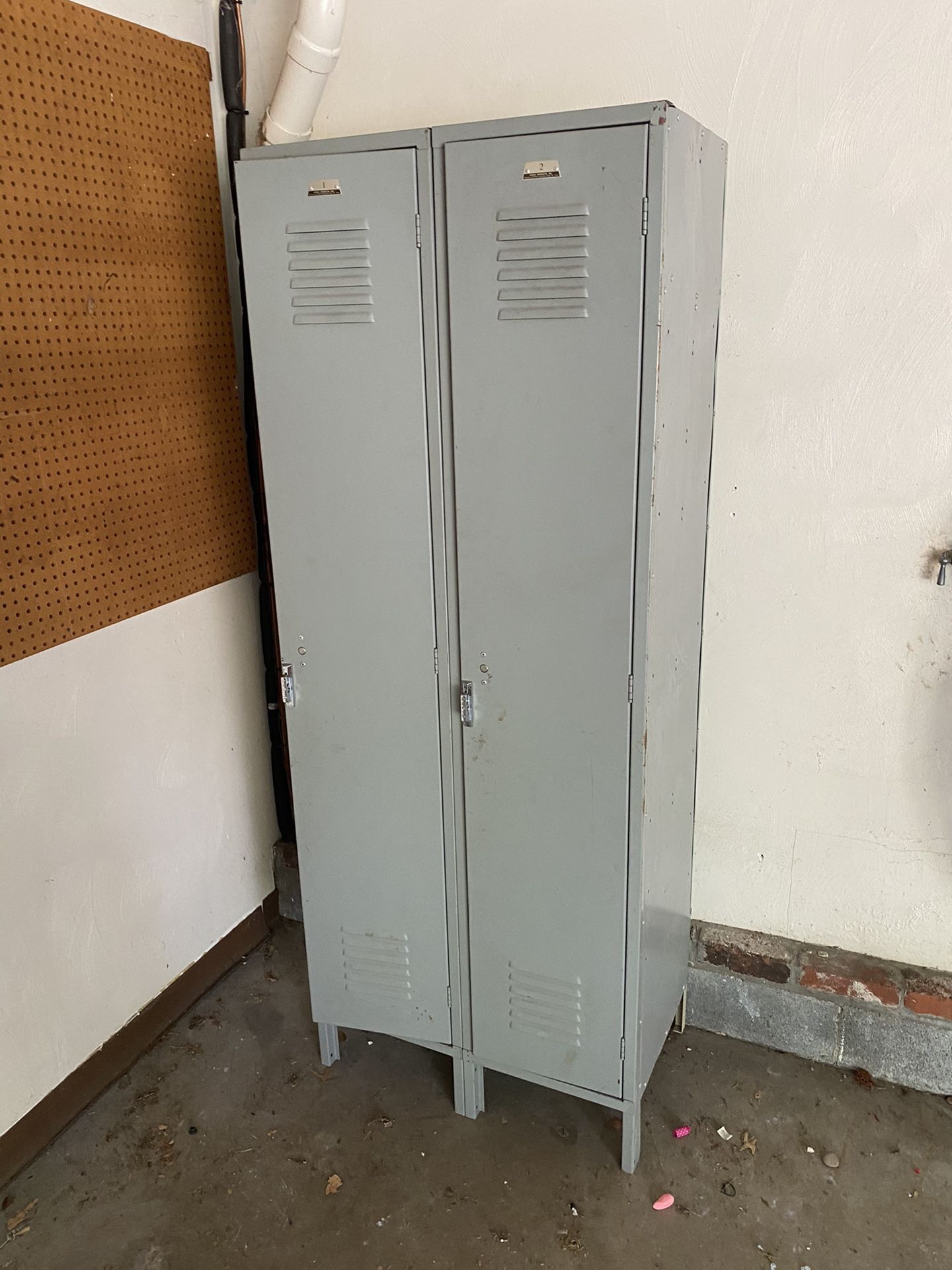 Gray locker room/high school metal locker