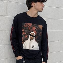 NWT Forever 21 YG Men's Cotton Jersey Graphic Long Sleeve T-Shirt Black S