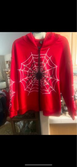 Red Spiderweb Zip-Up Hoodie
