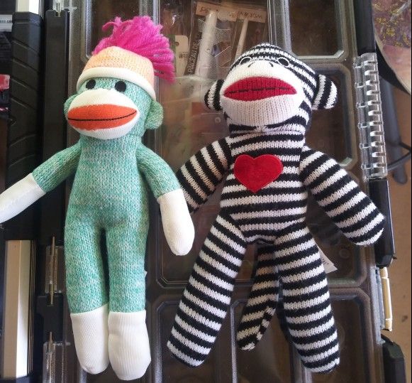 Sock Monkey Stuffed Animals Lot Of 2