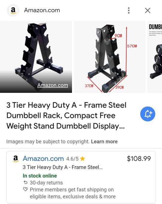 New 3 Tier HEAVY Duty A Frame Steel Dumbbell Rack