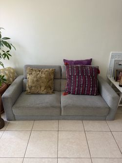 DHP Gray Fabric Two-Seat Sofa