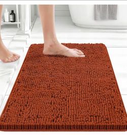 Small Bath Rug Mat,24x17 Soft Chenille Burnt Orange Bathroom Tub Mat
Non Slip with Rubber Backing Bathroom Rugs;High Absorbent And Quick Dry Microfibe