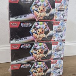 For Sale: 
Brand New in Box Pokemon Trading Card Game TCG Scarlet & Violet Prismatic Evolutions Surprise Box and Booster Bundle Bundle
