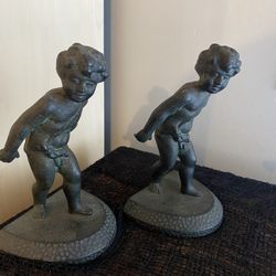 Antique Cast Iron Cherub Bookends