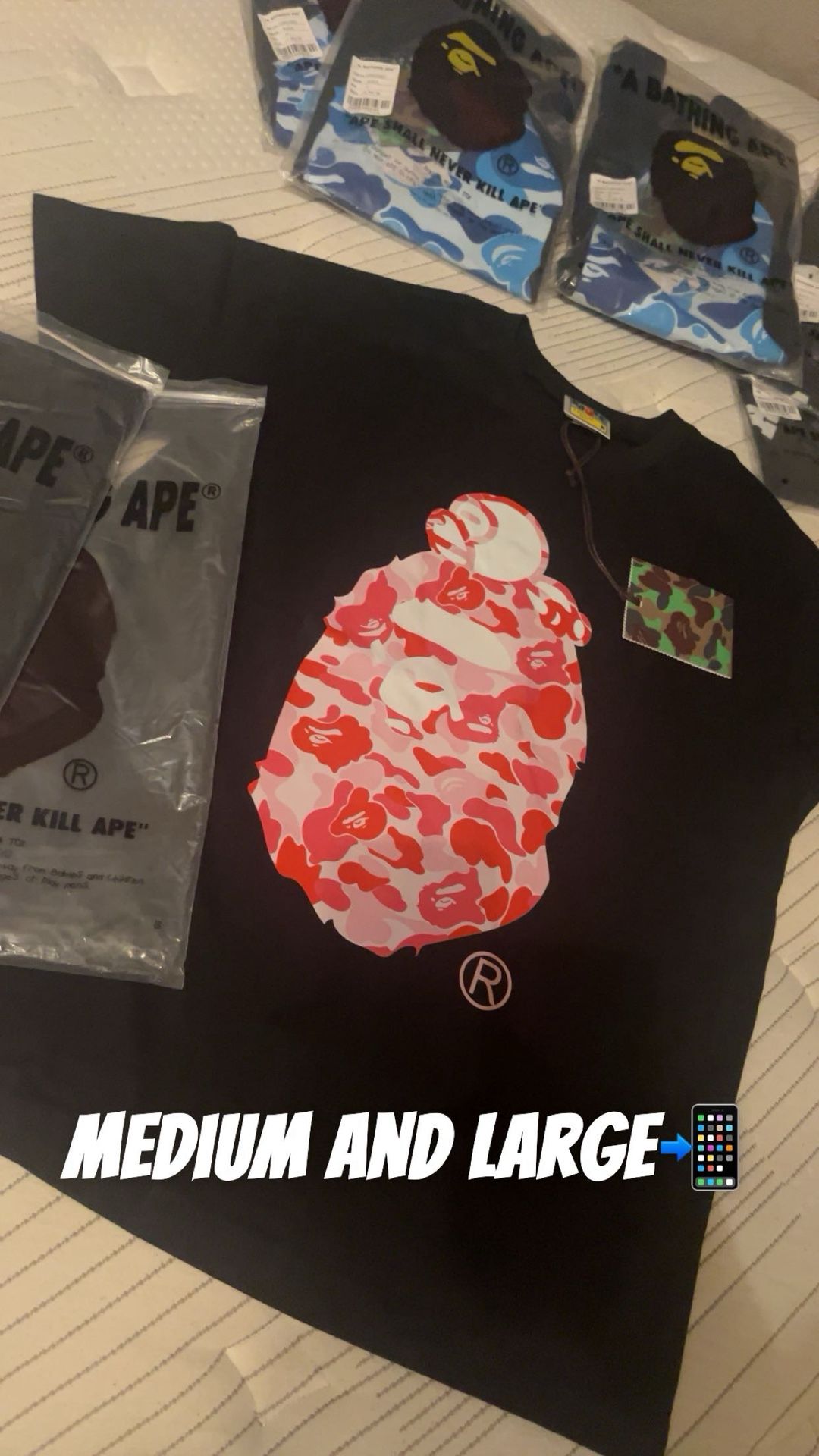 Medium And Large Bape Shirt + Baby Milo Collab
