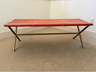 Stylish Leather and Iron Bench
