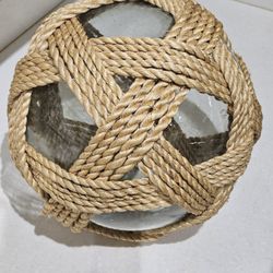 Large Nautical Clear Glass Float Orb Rope Twine Buoy