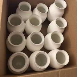 12 White Acrylic Hand painted Glass Mini Vases
