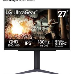 LG UltraGear 27" IPS LED 180Hz 1-ms NVIDIA G-SYNC Compatible and AMD Freesync Gaming Monitor