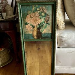 Antique Tall Narrow Louis XV1 Style Victorian French Trumeau Mirror