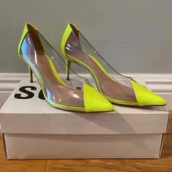 Schutz Transparent patent Pumps Neon Yellow