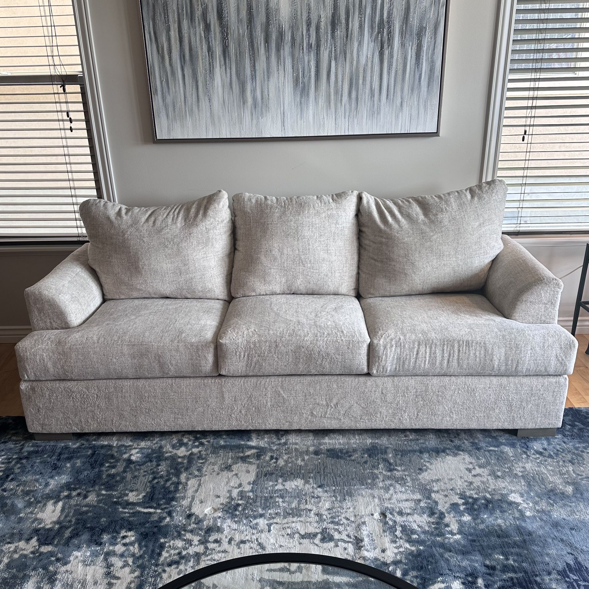 Sofa Couch Cream Soft Plush Cushions 92x40