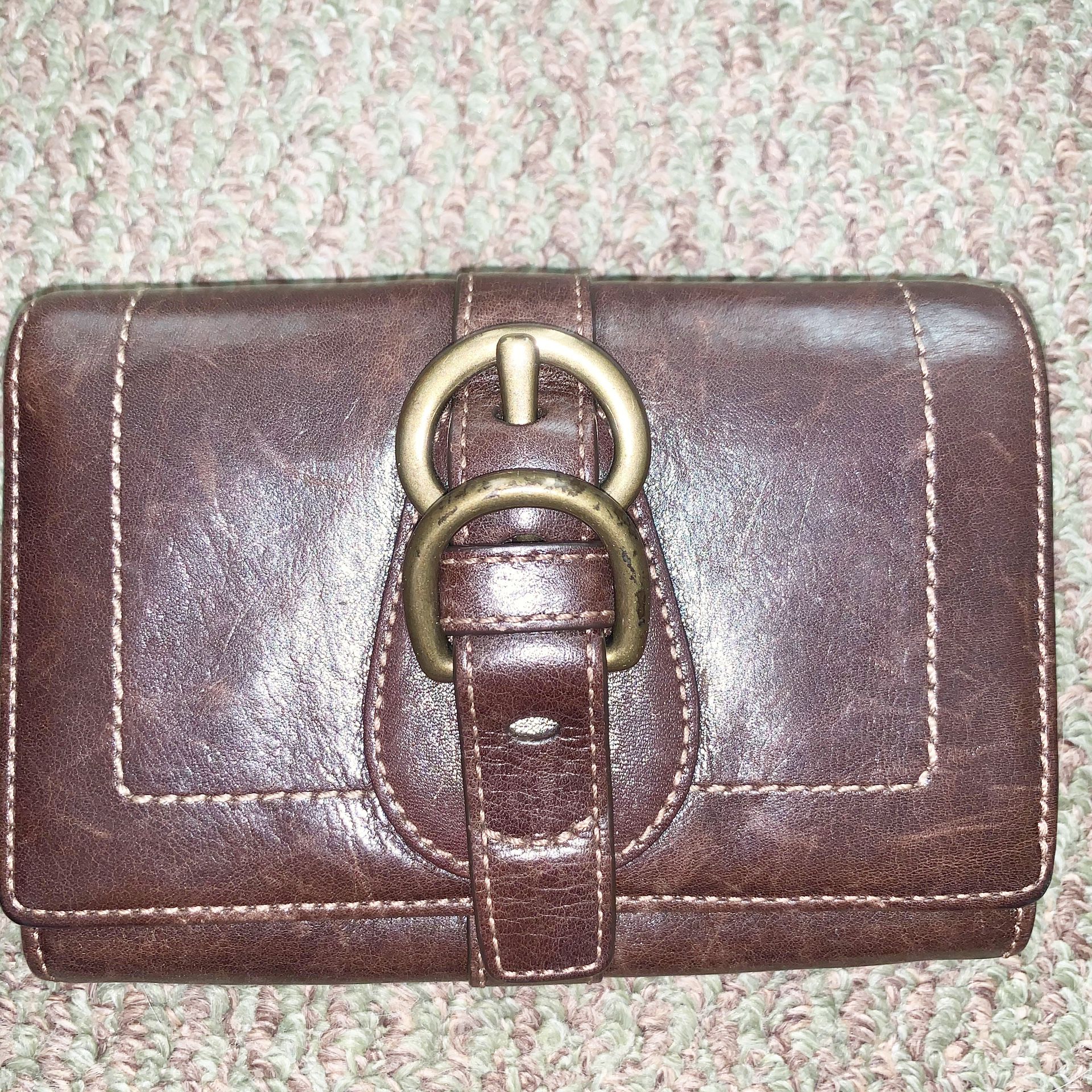 Coach Soho Brown Leather Bifold Wallet Buckle
