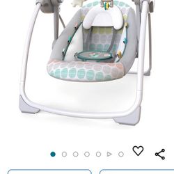 Bright Starts Whimsical Wild Portable Compact Automatic Deluxe Baby Swing With Music And Taggies, Newborn And Up

