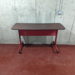 56-3/4" X 21" X 33" Workable With 1" Dark Wood Top And Lockable Casters 
