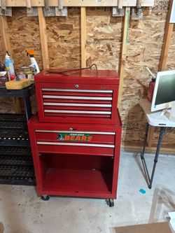 Red Rolling Tool Chest with Top Box