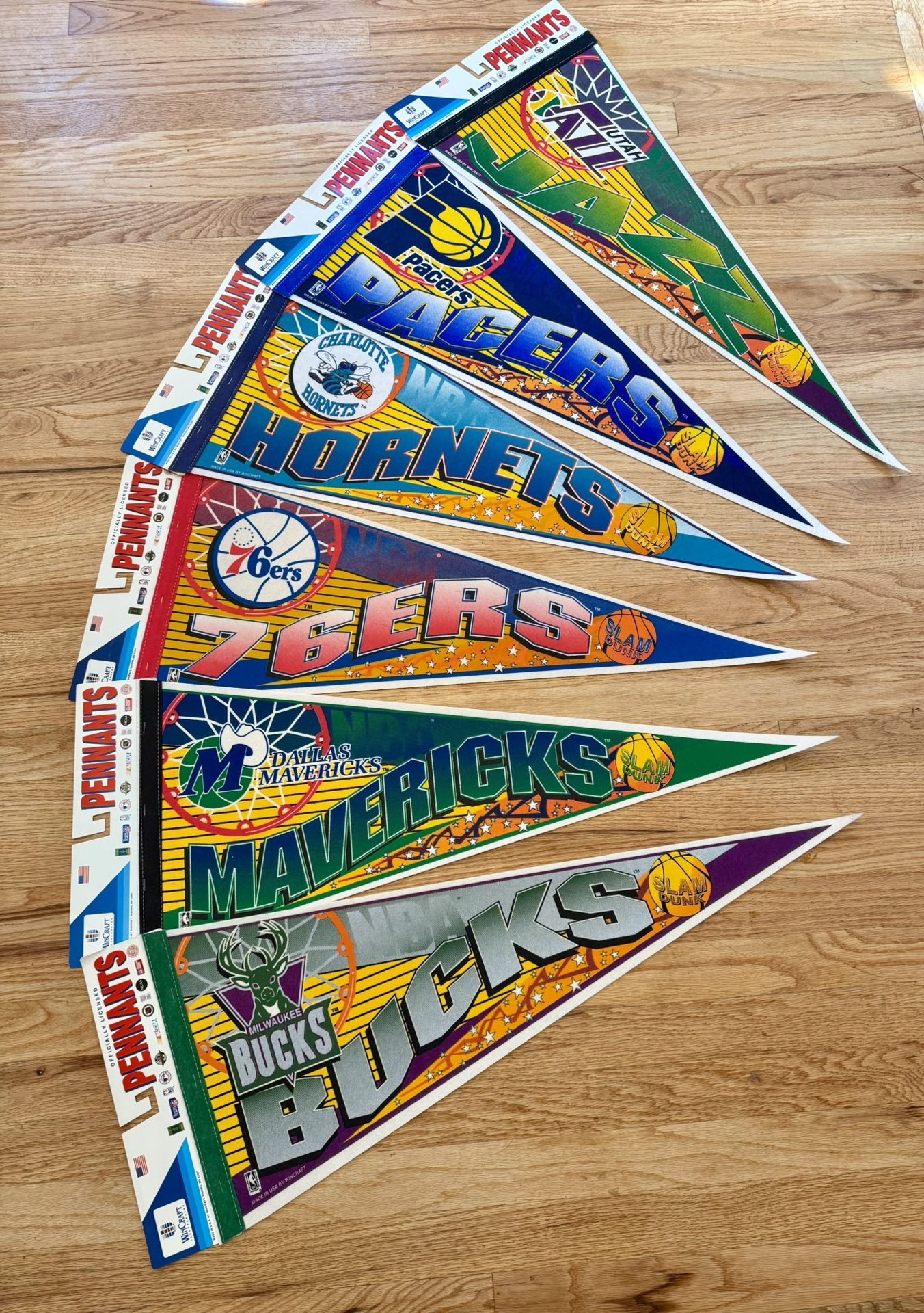 🏀 Vintage NBA Pennants Lot – 1980s & 1990s Official Team Felt Flags 